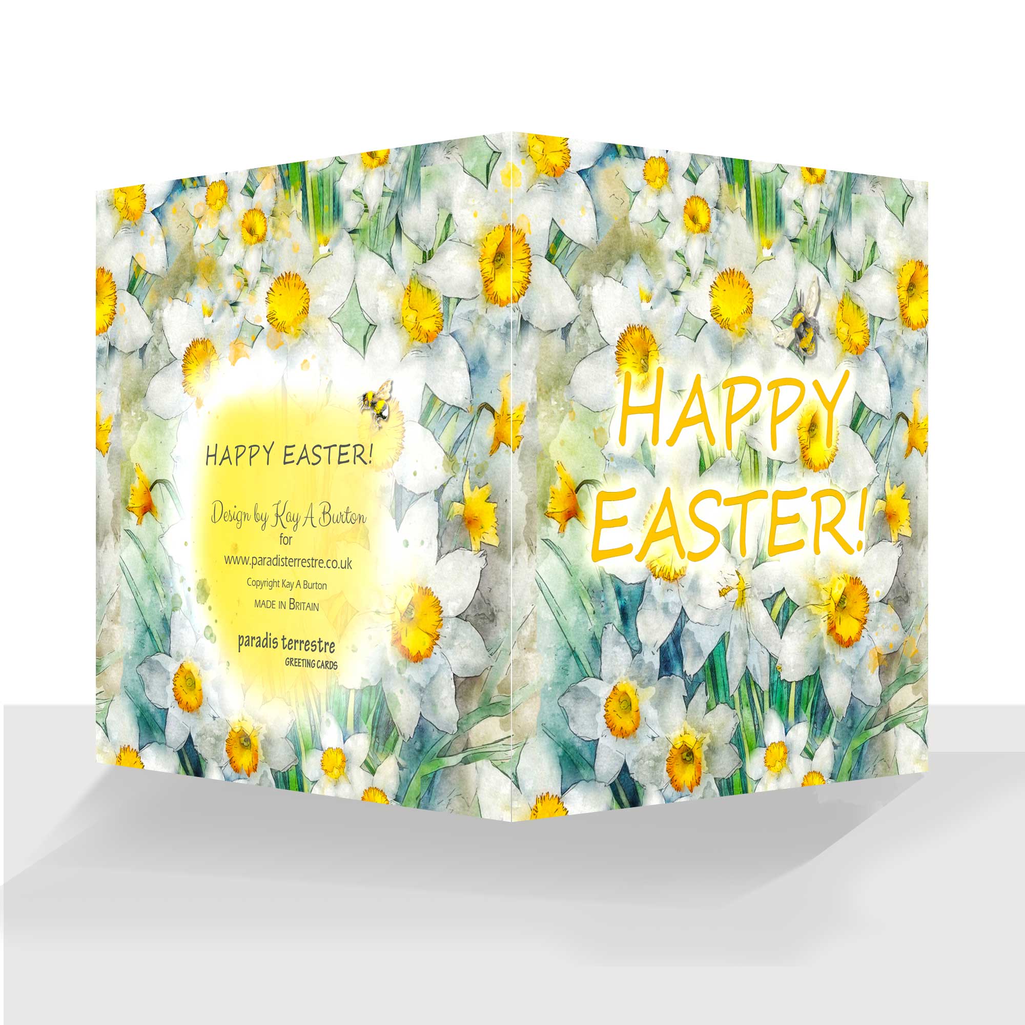 Colourful Easter Daffodils Card - Deluxe Easter Card- Single Card or 4 Pack Option