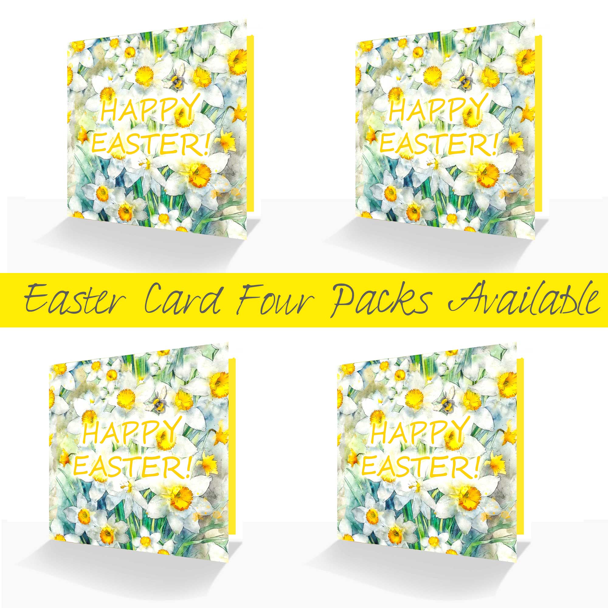 Colourful Easter Daffodils Card - Deluxe Easter Card- Single Card or 4 Pack Option