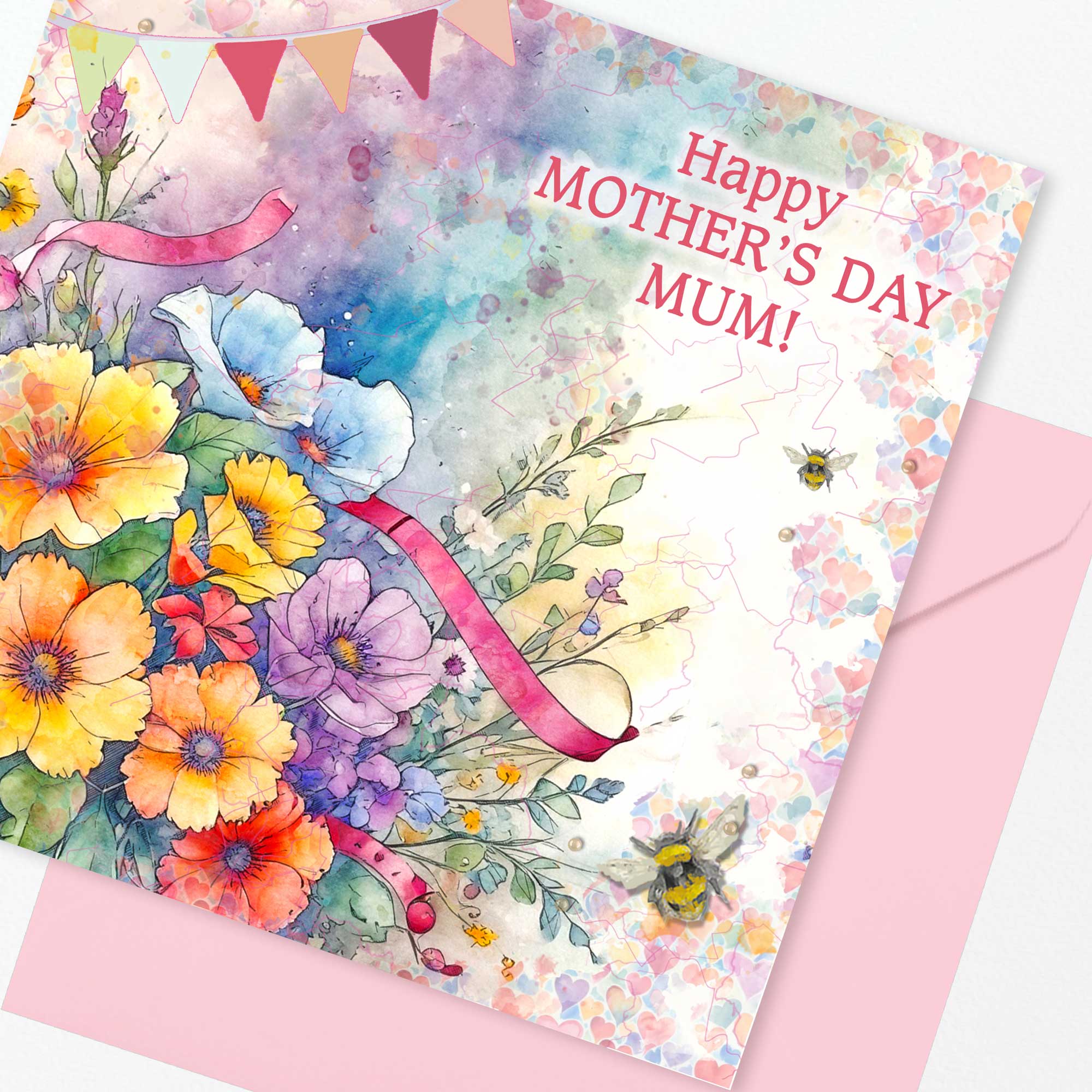 Happy Mother's Day Mum Card Colourful Bouquet of Flowers