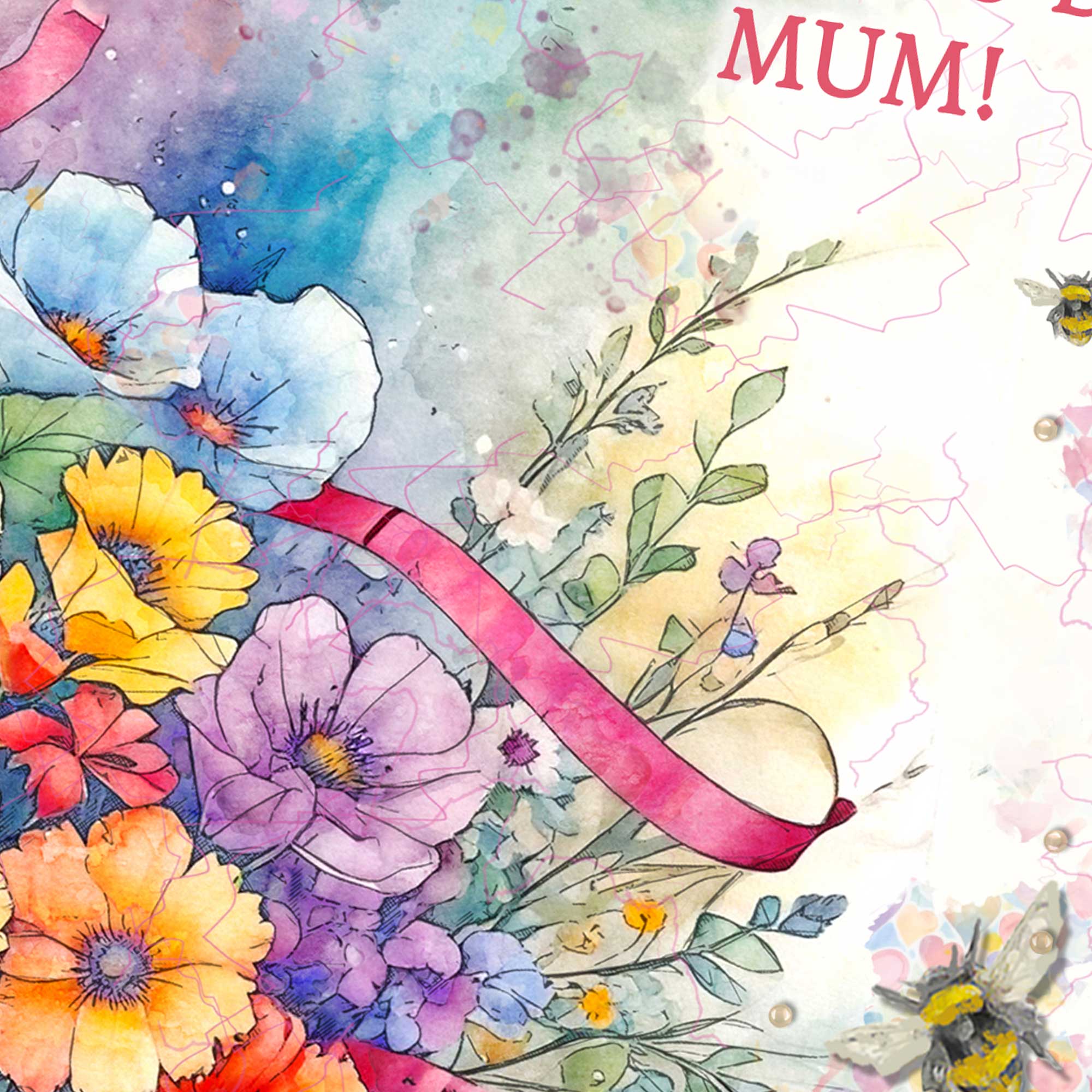 Happy Mother's Day Mum Card Colourful Bouquet of Flowers
