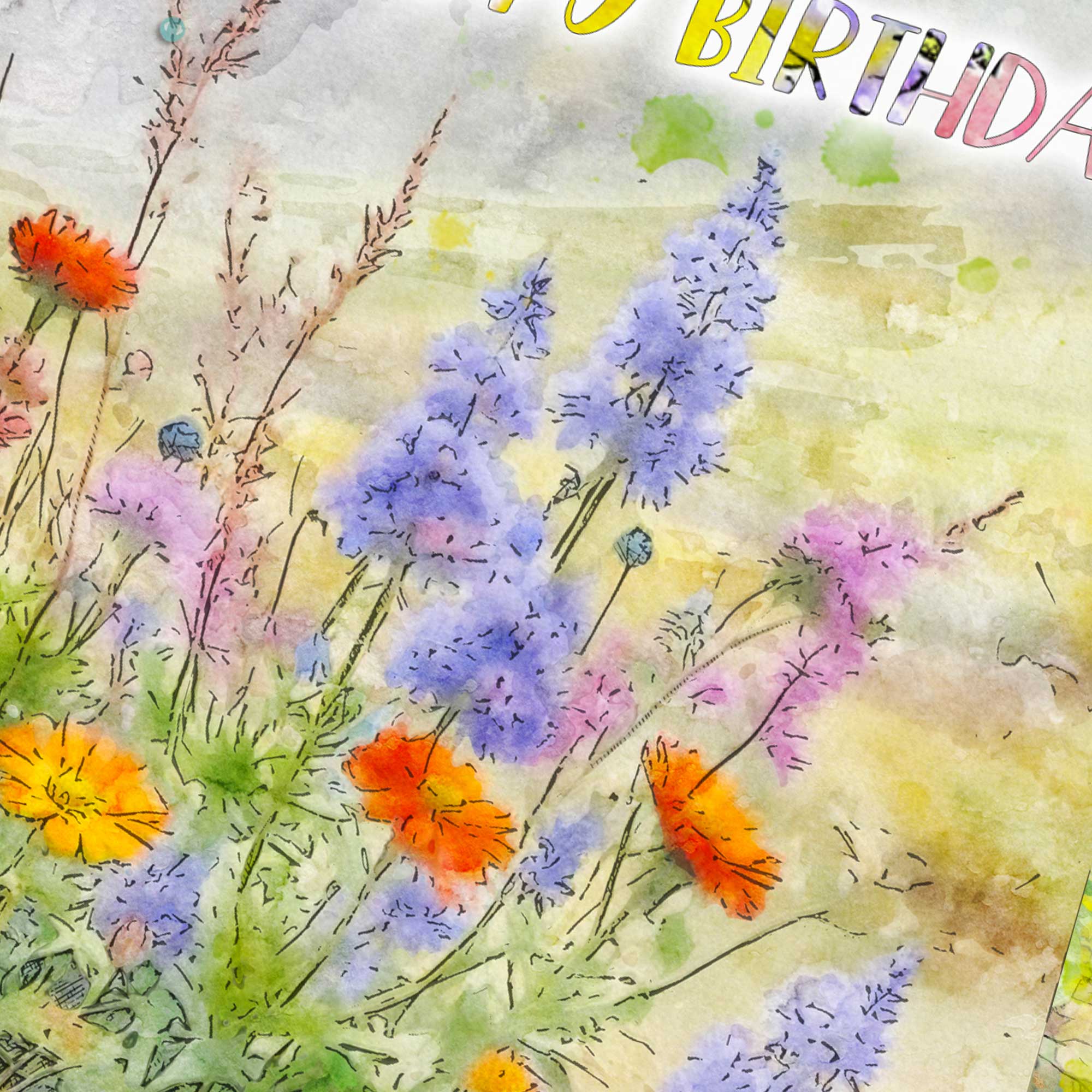 Biglietto Di Auguri Artery8 – Prato Fiorito Di Fiori Di Campo – Quadro Floreale Naturale – 17,5x12,5 Cm – Bianco Interno