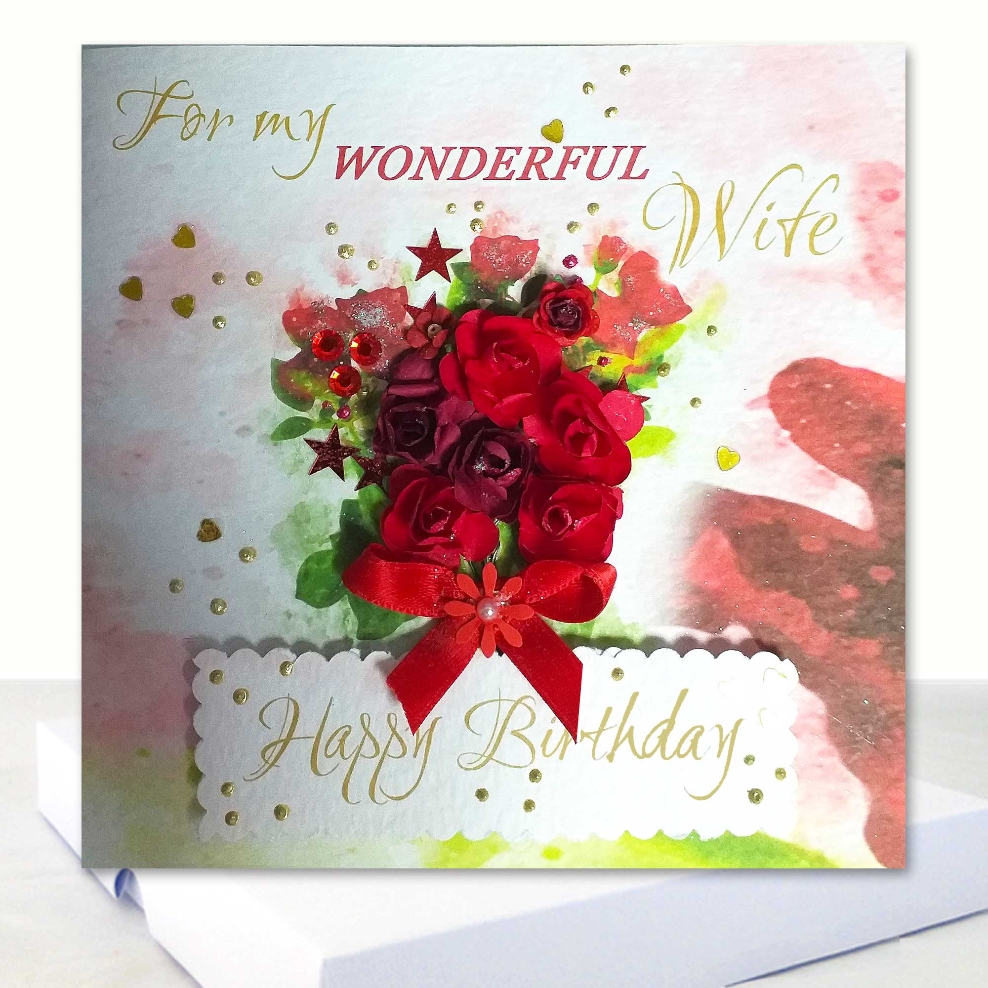 Wonderful Wife Birthday Boxed Card Red Roses