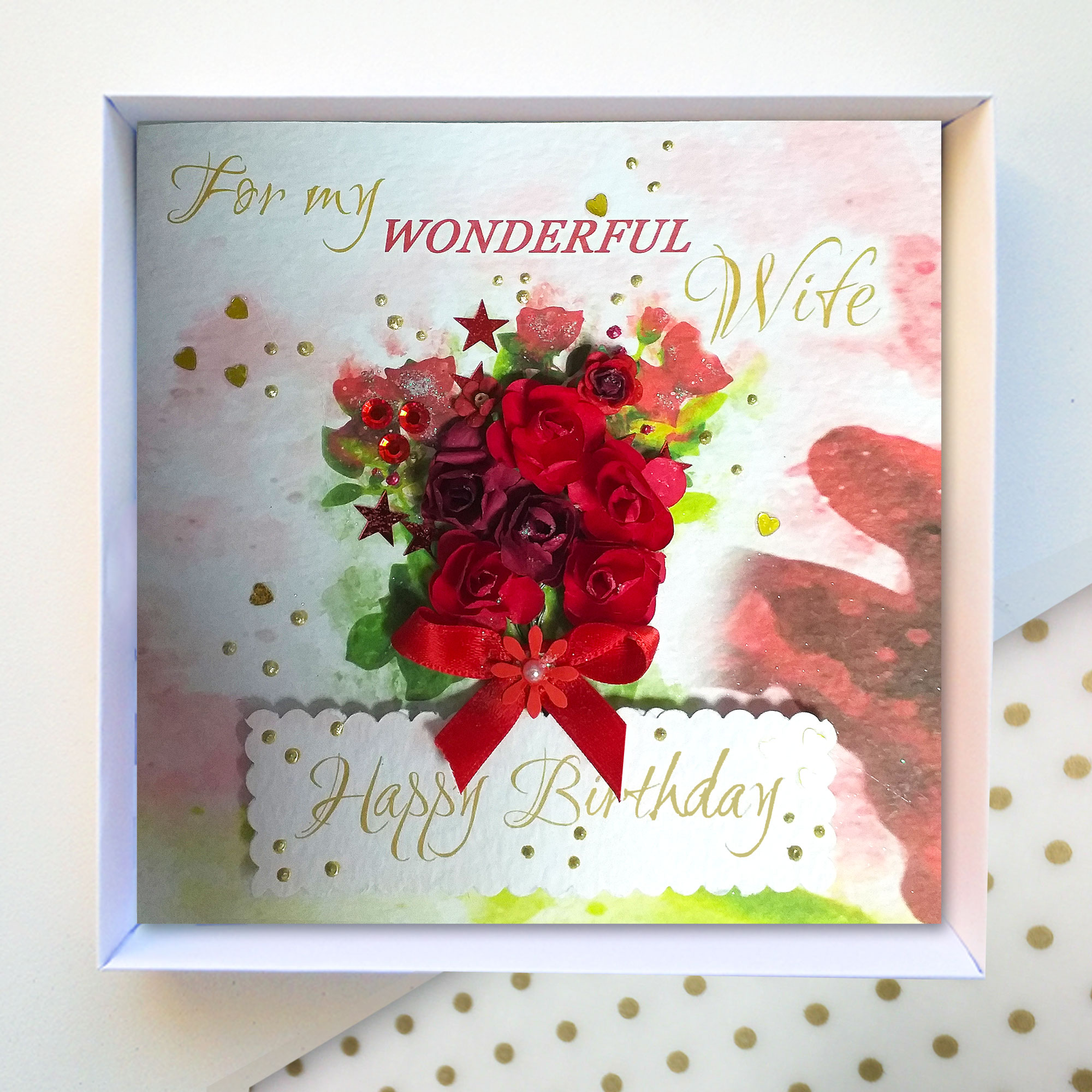 Wonderful Wife Birthday Boxed Card Red Roses - Image 2