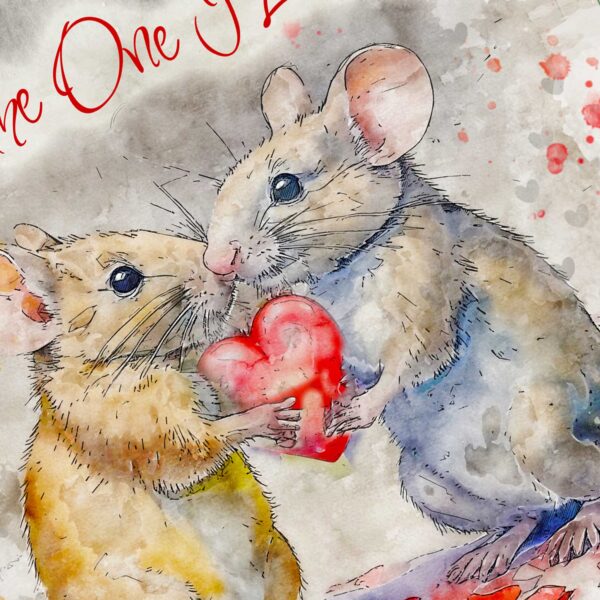 To The One I Love Card : Whimsical Mice Personalised Option Male or Female