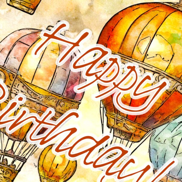 Hot Air Balloons Birthday Card Colourful Design