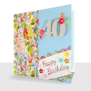 Colourful 40th Birthday Card : Patchwork Patterns