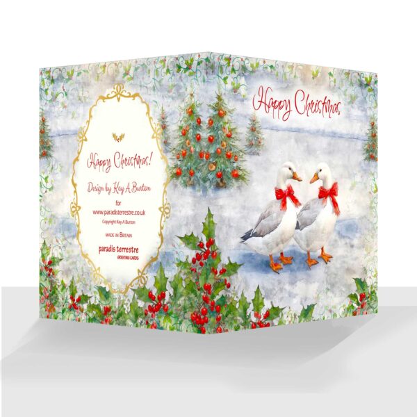 Luxury Happy Christmas Card Winter Geese