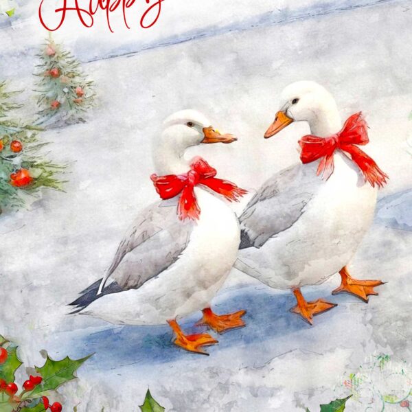 Luxury Happy Christmas Card Winter Geese