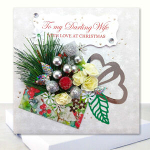 Deluxe Boxed Christmas Card : To My Darling Wife Envelope of flowers