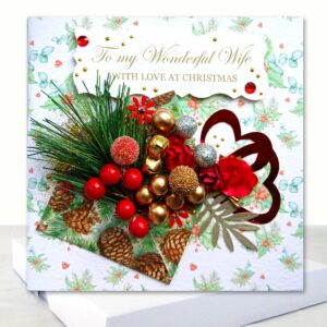 Deluxe Boxed Christmas Card : To My Wonderful Wife Envelope of flowers