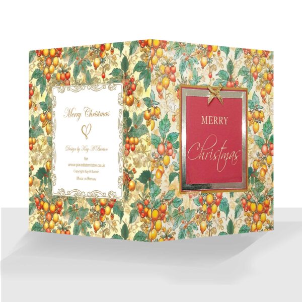 Stylish Embellished Christmas Card Luxury Foiled Christmas Card with a beautifully richly coloured Christmas design with gold envelope.