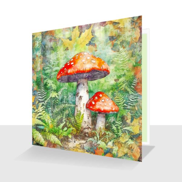 Red Toadstools Autumn Card - Any Occasion Greeting Card