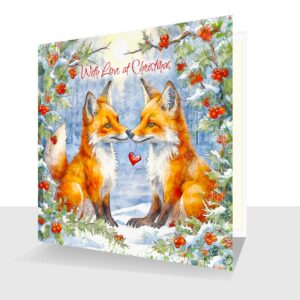 With Love at Christmas Foxes Luxury Christmas Card
