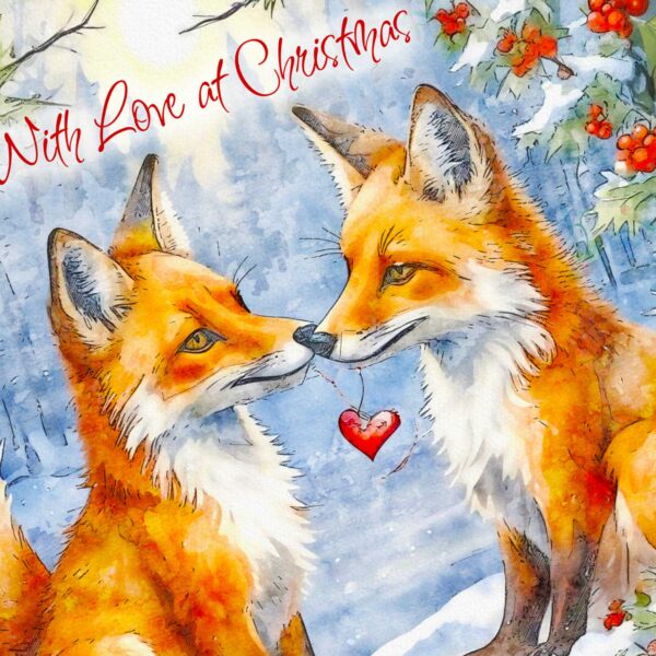 With Love at Christmas Foxes Luxury Christmas Card
