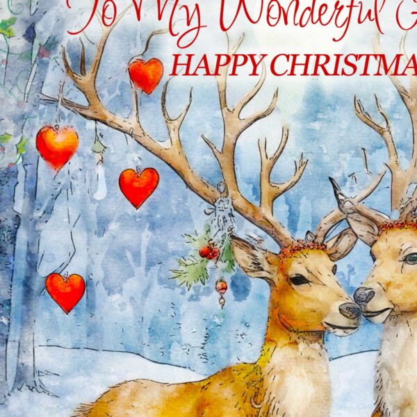 Luxury Husband Christmas Card - Reindeer - To My Wonderful Husband Happy Christmas