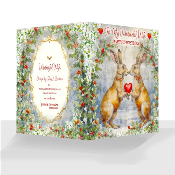 Wonderful Wife Christmas Card – To My Wonderful Wife at Christmas – Cute Hares