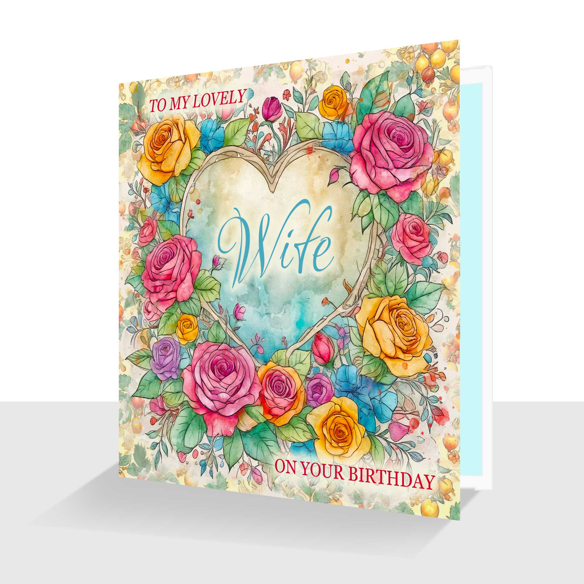 Lovely Wife Happy Birthday Card Floral Heart
