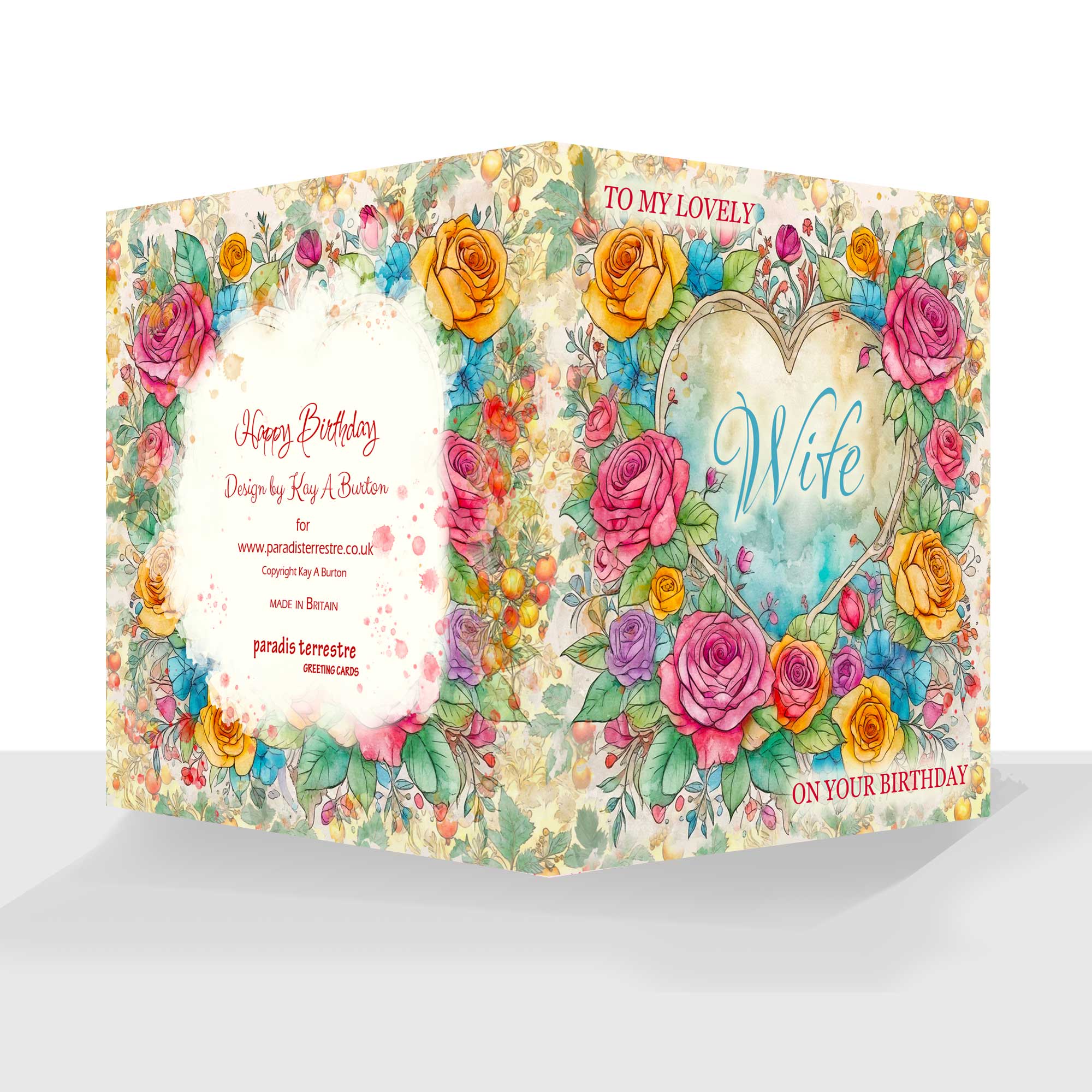 Lovely Wife Happy Birthday Card Floral Heart