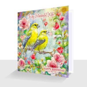 Wonderful Wife Happy Birthday Card Two Birds