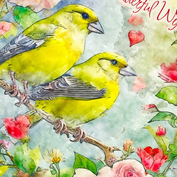 Wonderful Wife Happy Birthday Card Two Birds