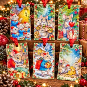 Festive Mice Gift Tags set 2