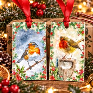 Christmas Robins Gift Tags - Two Tag Pack