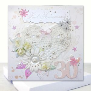 Luxury Pearl Anniversary Card : 3D Boxed 30th Wedding Anniversary Card