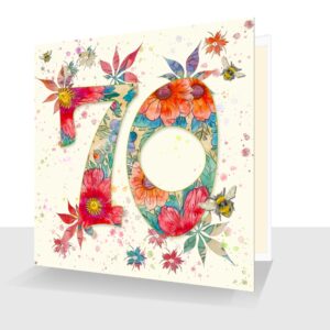 70th Birthday or Anniversary Card: Beautifully Floral