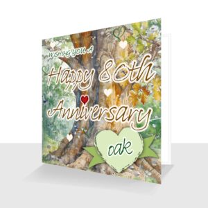 80th Wedding Anniversary Card : Oak Wedding Anniversary