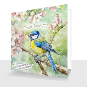Blue Tit Happy Birthday Card – With a Delightful Verse
