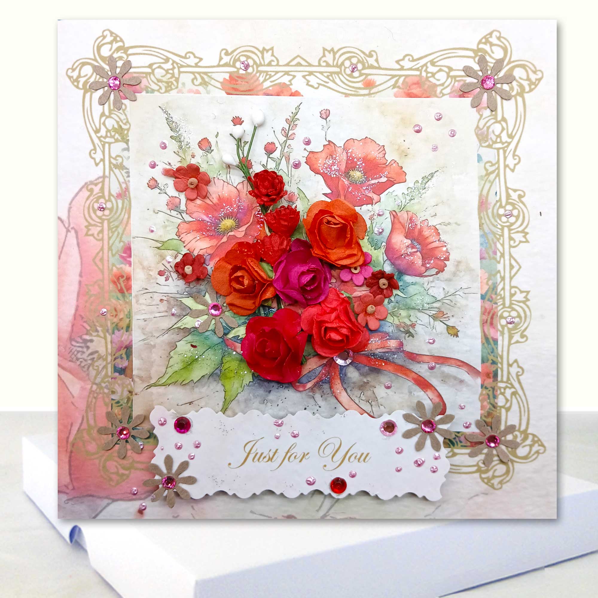Red Roses Boxed Card Just For You Luxury All Occasion Card
