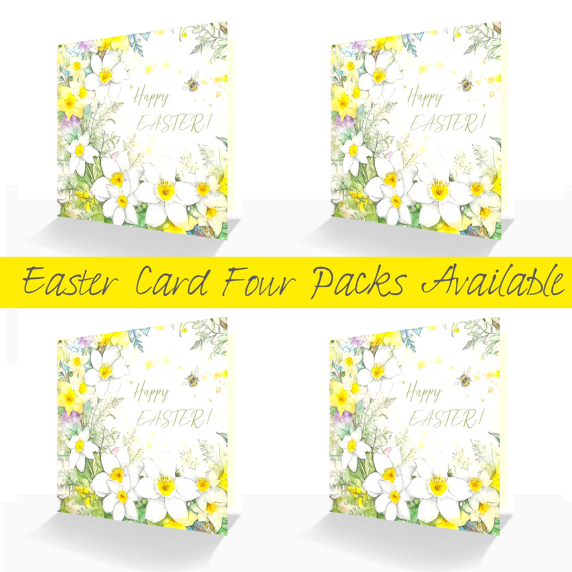 Luxury Easter Narcissus Card - Deluxe Easter Card- Single Card or 4 Pack Option