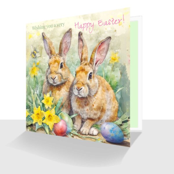 Colourful Easter Bunny Card - Deluxe Easter Card-Single Card-4pk