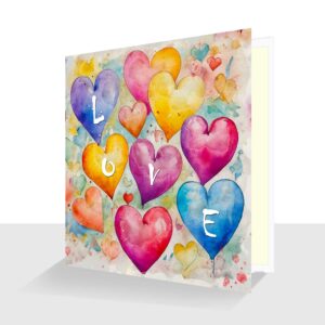 Colourful Love Hearts Card : Sending Love or Valentine's Day