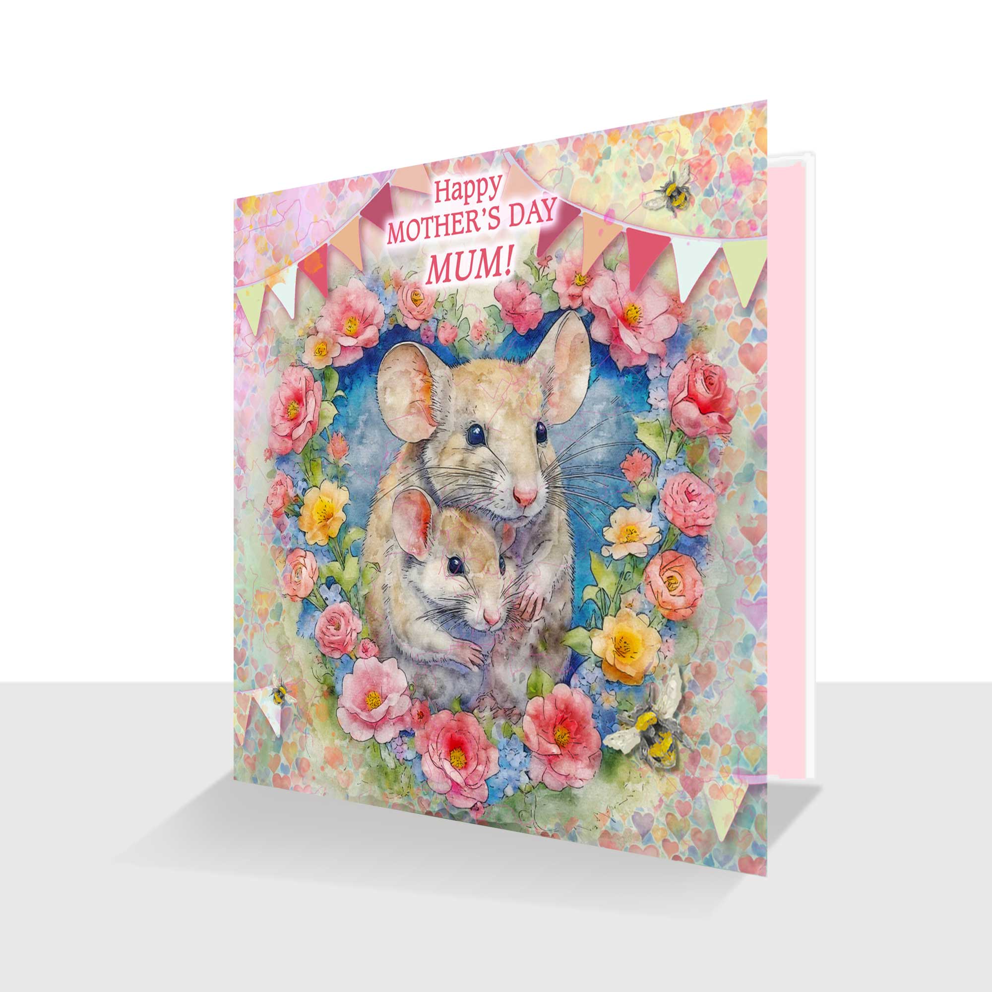Happy Mother's Day Mum Card Colourful Cute Mice