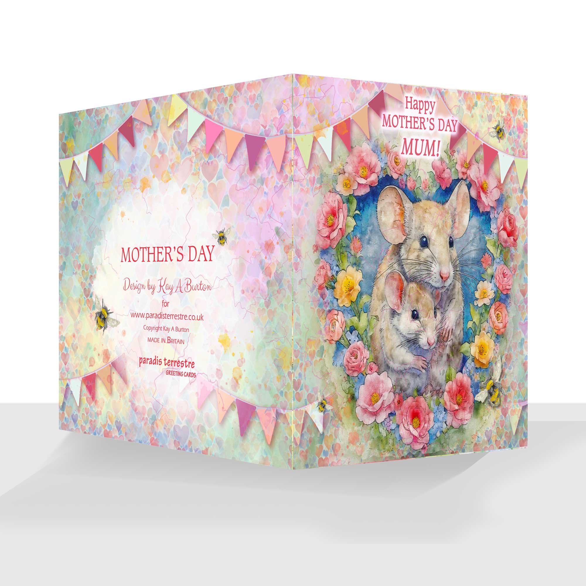 Happy Mother's Day Mum Card Colourful Cute Mice