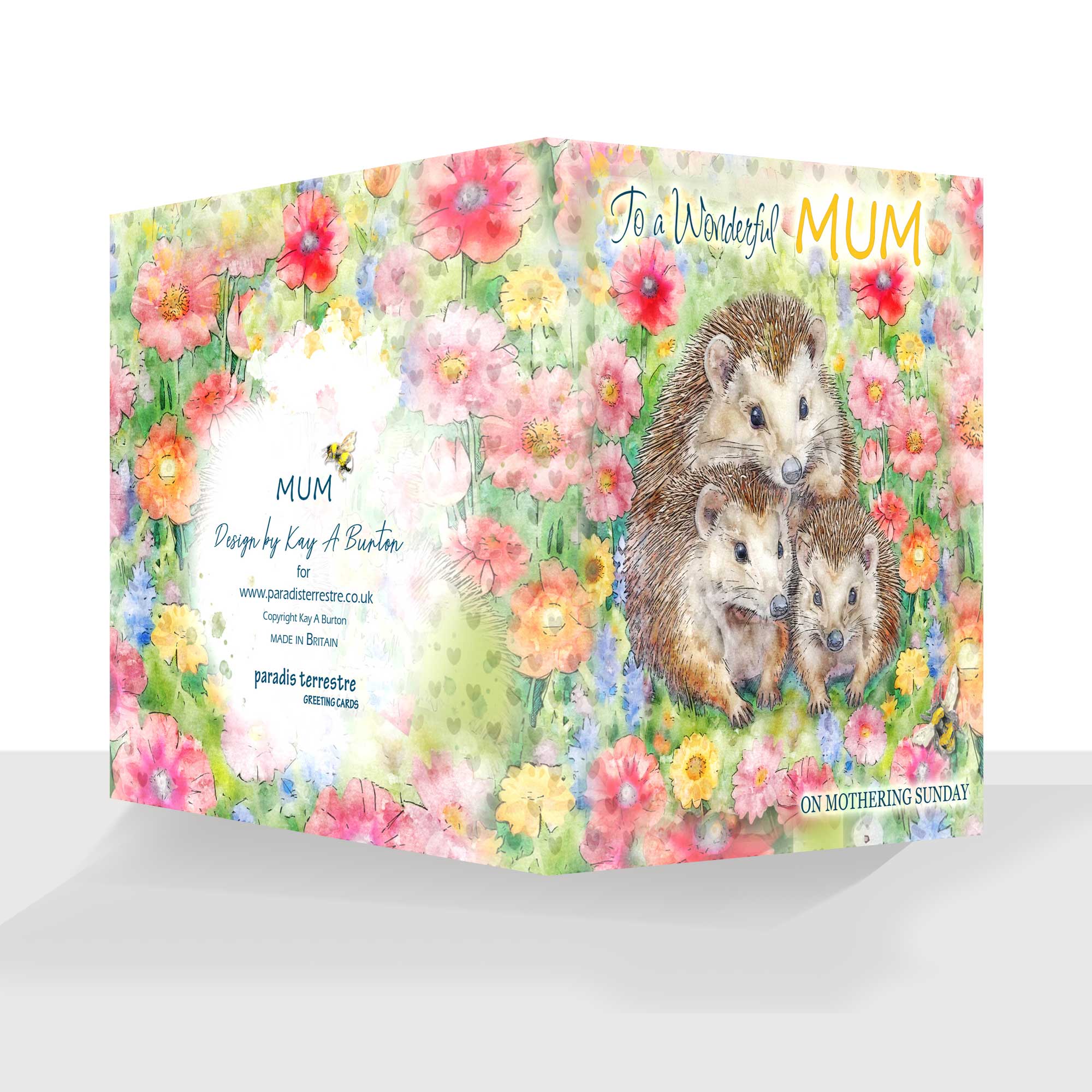 Wonderful Mum Mothering Sunday Card Hedgehogs