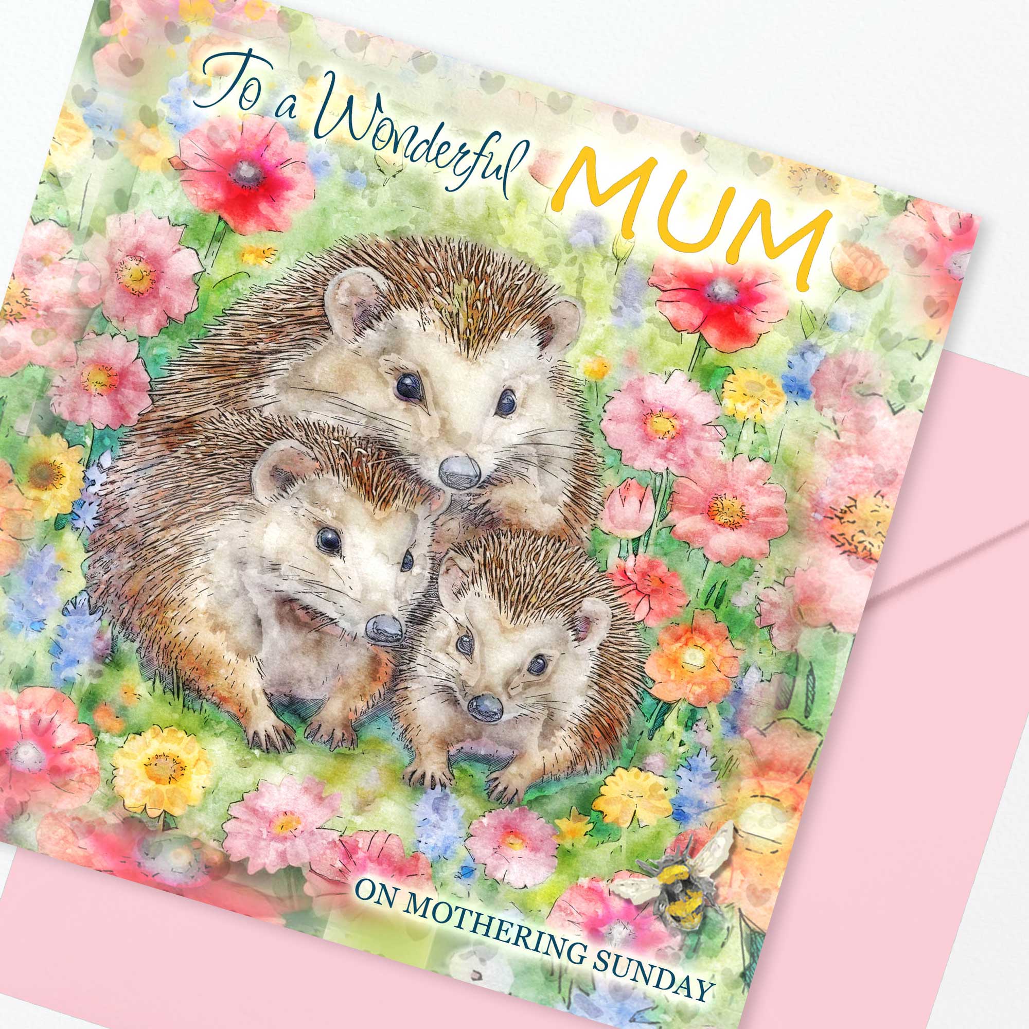 Wonderful Mum Mothering Sunday Card Hedgehogs