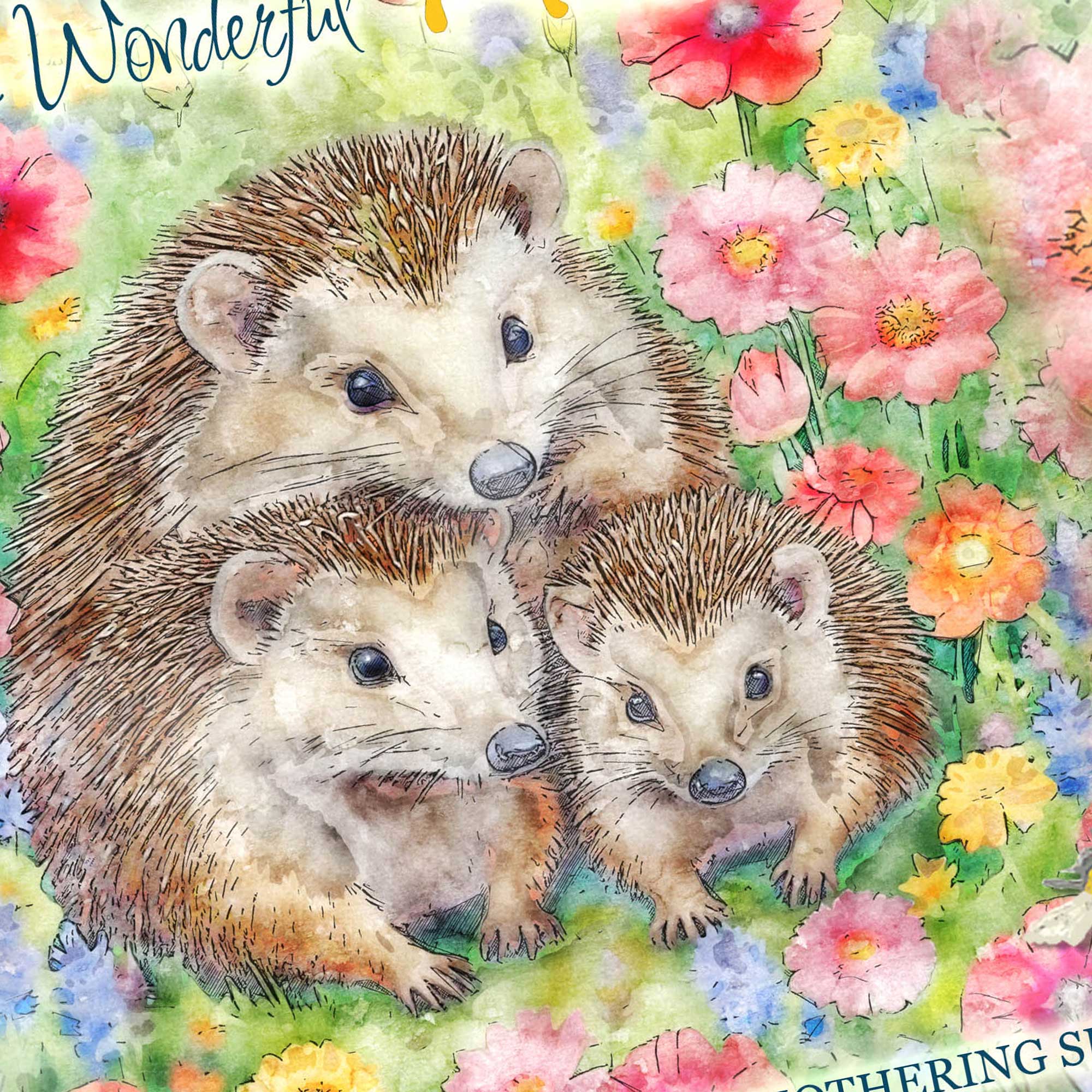 Wonderful Mum Mothering Sunday Card Hedgehogs