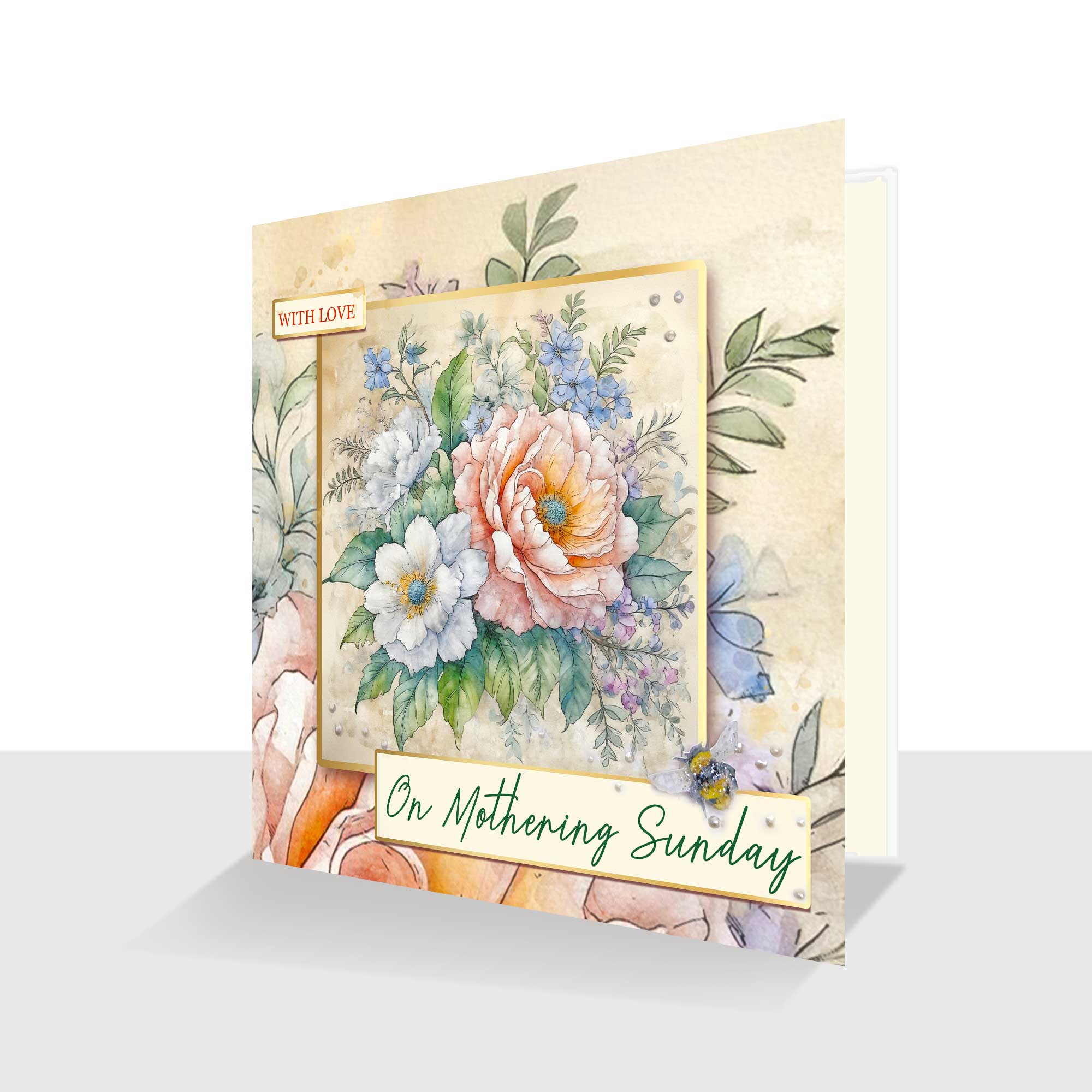 With Love Mothering Sunday Card Pastel Floral
