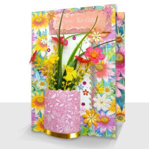 Deluxe A5 Birthday Card : Boxed Floral Mixed Media