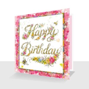Pink Floral Birthday Card Delicate Design