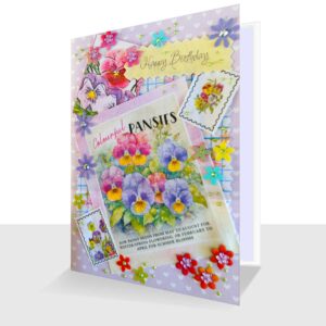 Mixed Media Birthday Card Pansies A6