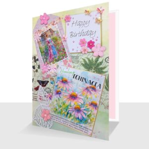 Mixed Media Birthday Card Echinacea 7 x 5