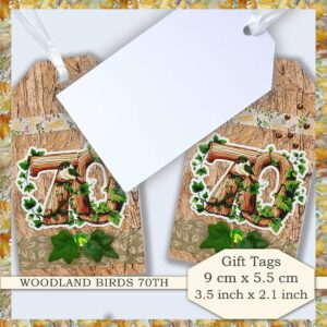 Embellished 70th Gift Tags - Woodland Birds