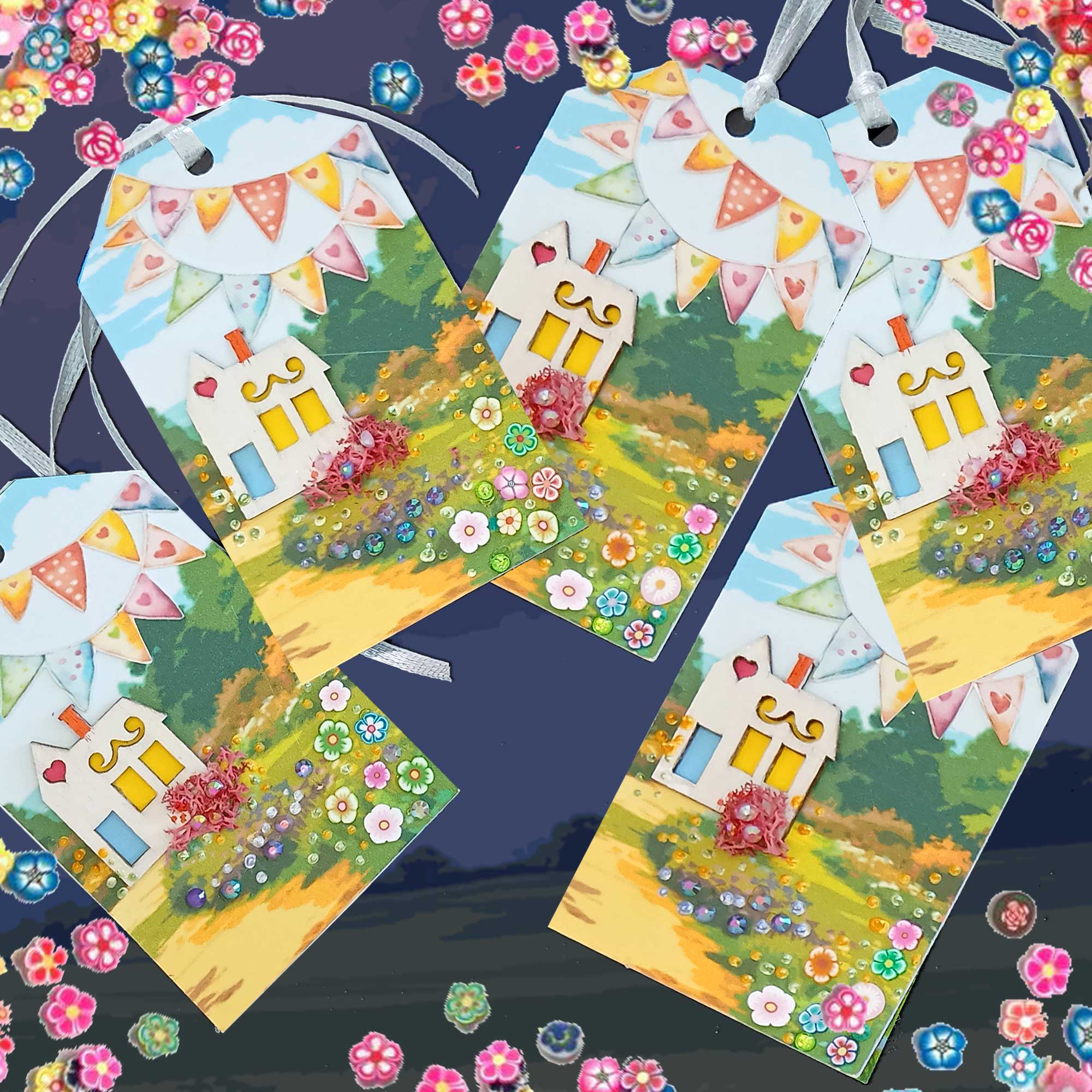 Deluxe Handmade Gift Tags - Pretty Houses - Image 2