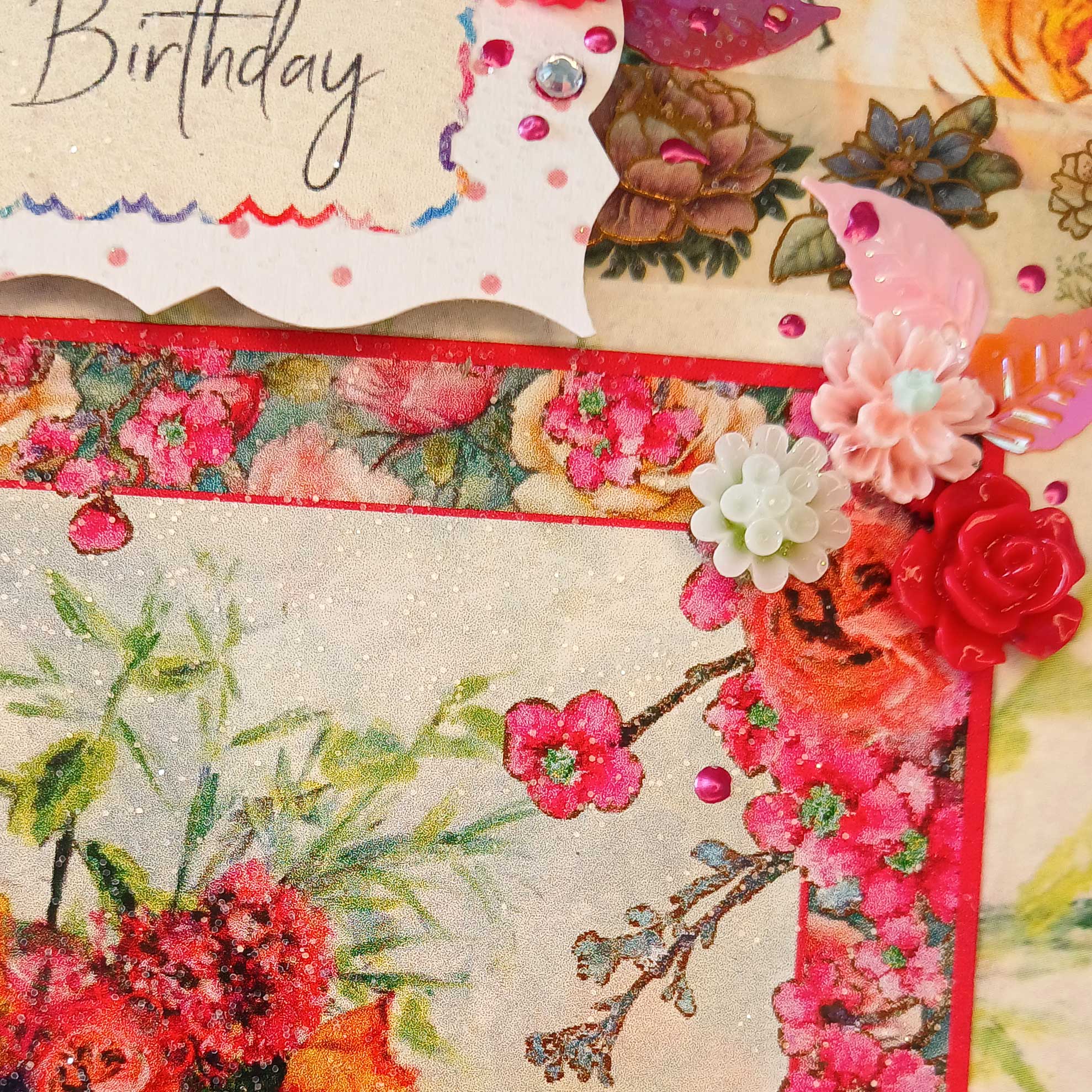 Superior A5 Birthday Card : Boxed Roses and Wallflowers Design