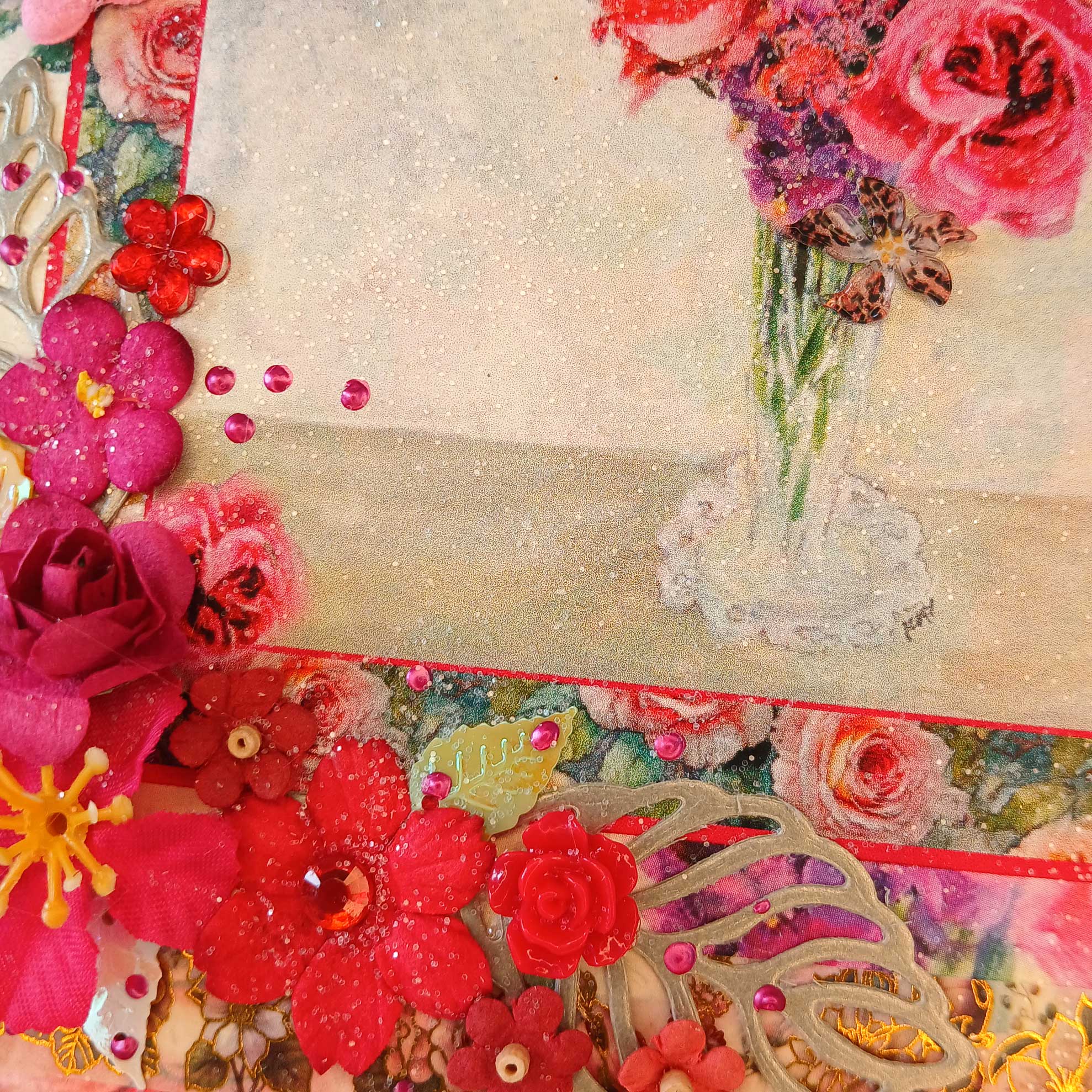 Superior A5 Birthday Card : Boxed Roses and Wallflowers Design