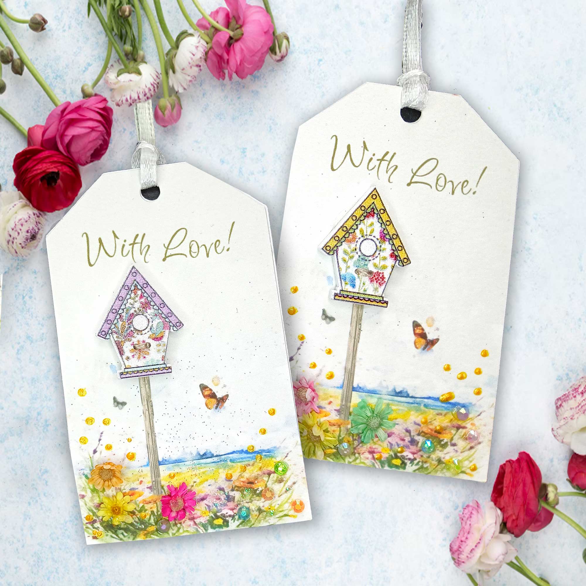 With Love Gift Tag - Embellished Bird House Design