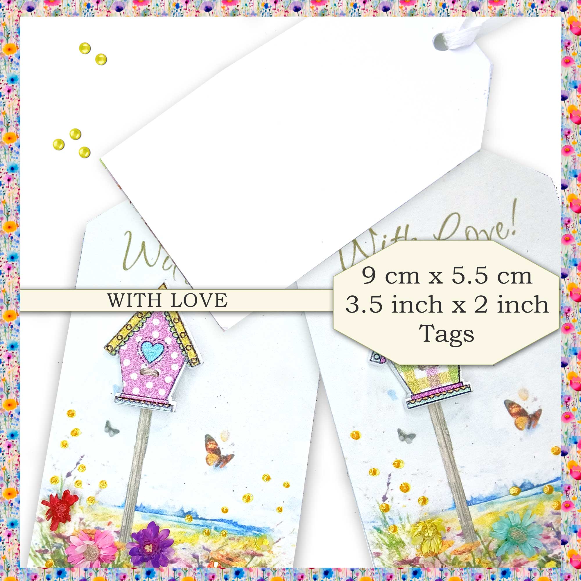 With Love Gift Tag - Embellished Bird House Design